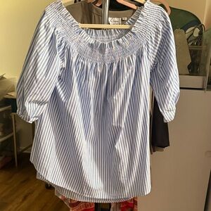 Zanzea Blue and White Striped Top